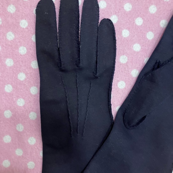 Vintage Navy Blue Cotton Gloves 7 - Picture 8 of 11